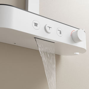 Modern Matte <b>Black</b> Wall Mount <b>Shower</b> Set With Rainfall Square <b>Head</b> And Handheld Spray Minimalist Design Bathroom Faucet - Product Image 5
