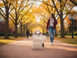 Zaino in Pile da Donna di Media Capacità, Forma Rotonda, per Tutte le Stagioni, Uso Quotidiano, con Tracolla e Chiusura a Cerniera, Motivo Tinta Unita - Product Image 2