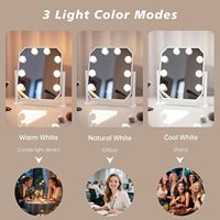 Miroir de Maquillage sur Pied Intelligent à Commande Tactile LED Dimmable, Design Carré Rotatif à 360° avec Fonction Grossissante