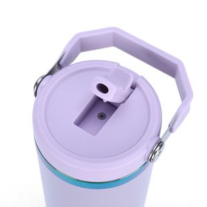 Gobelet de sublimation 30oz avec poignées, couvercle rabattable, double paroi isolée sous vide, sans BPA, en acier inoxydable avec paille pour usage extérieur - Product Image 2