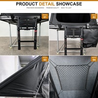 Tenda Atap Hidrolik Segitiga Aluminium Cangkang Keras dengan Skylight TPU untuk Berkemah di Bak Truk SUV Off Road 4 X 4