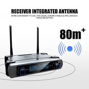 <span class=keywords><strong>Sistema</strong></span> <span class=keywords><strong>de</strong></span> Micrófono Inalámbrico UHF Profesional <span class=keywords><strong>de</strong></span> 2 Canales para Karaoke con un Transmisor y Dos Micrófonos <span class=keywords><strong>de</strong></span> Mano - Product Image 4
