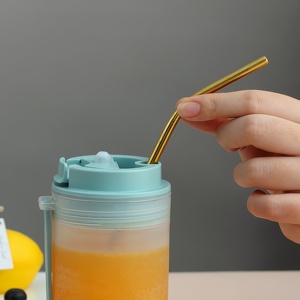 Botella de <span class=keywords><strong>Agua</strong></span> de Plástico con Pajita y Escala, Portátil, para Deportes al Aire Libre, para <span class=keywords><strong>Agua</strong></span>, Leche, a Prueba de Fugas, para Niños - Product Image 4