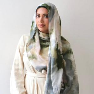 ผ้าพันคอฮิญาบผ้าฝ้ายผ้าลินินพิมพ์โลโก้ตามสั่งดีไซน์ใหม่2025ลายดอกไม้สำหรับผู้หญิงมุสลิม - Product Image 1