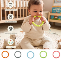Anneau de dentition circulaire souple multicolore sans BPA, en silicone de qualité alimentaire, pour bébés