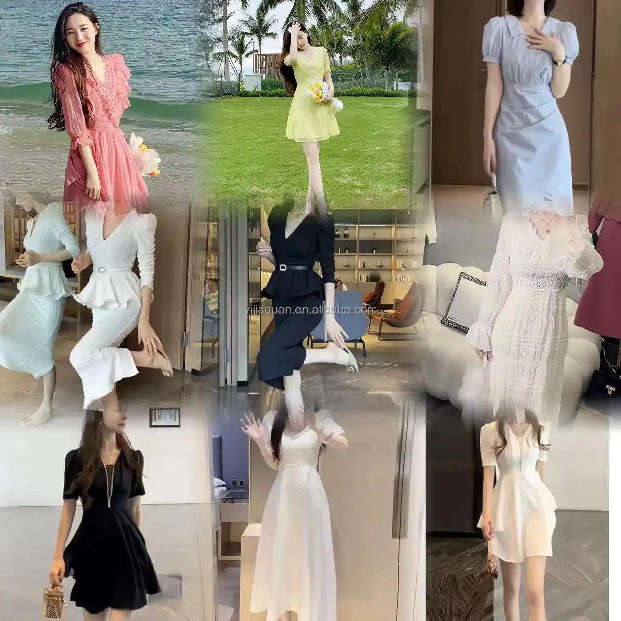 2024年夏シニア新ドレスプロモーションフラワードレスヨーロッパとアメリカンスタイル格安卸売ドレス