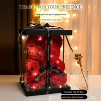Plantes décoratives florales éternelles ours en mousse de rose artificielle pour la Saint-Valentin et les cadeaux d'anniversaire