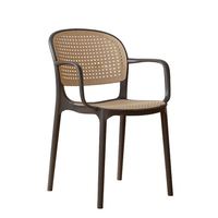 Chaise moderne et mignonne en plastique PP, chaise ronde en plastique avec coussin en cuir, ensemble de chaises