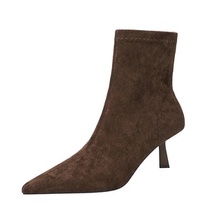 Giày Chelsea nữ kiểu Pháp cổ điển retro bằng da lộn, kiểu lười, gót trung bình, mùa đông, mã 2738-1 - Product Image 3