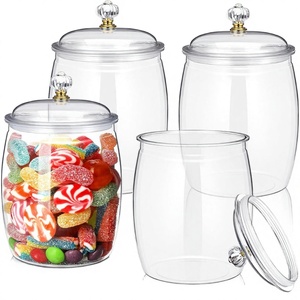 Classic Candy Cookie Jars Lids Clear Plastic <strong>Container</strong> Large Airtight Multifunction Apothecary Storage Organization Home Kitchen - Product Image 2