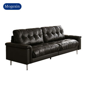 Sofá Seccional de Dos Plazas de Cuero PU Negro, Moderno, Lujoso y Cómodo, Estilo Italiano, Ideal para Sala de Estar, Hoteles y Apartamentos - Product Image 6