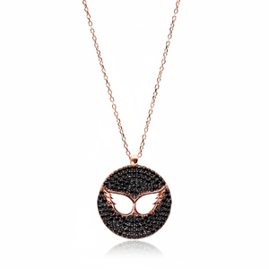Pendentif en zircon noir au design d'aile d'ange, bijoux en argent sterling 925 faits à la main en Turquie, vente en gros - Product Image 2