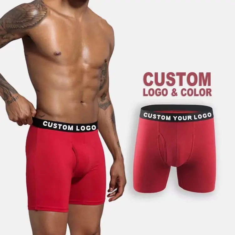 Custom Logo Cotton Men Underwear Plus Size Breathable Boxer Briefs