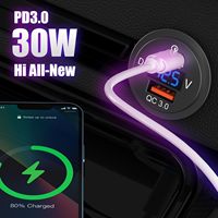 Prises rondes multifonctionnelles avec voltmètre, chargeur USB 12V et chargeur Type C, chargeur USB PD 12V pour bateau