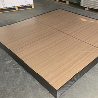 Plancher de danse portable et détachable, moderne et simple, en contreplaqué avec bords en aluminium, carreaux noirs/blancs/bois, pour intérieur/extérieur, mariage