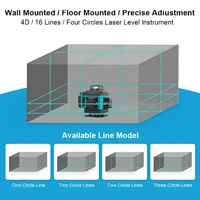 Niveau laser numérique vert 4D à 16 lignes, auto-nivelant à 360°, laser croisé horizontal et vertical de haute précision avec télécommande