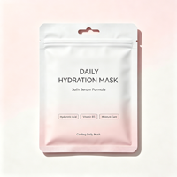 Pochette classique scellée sur trois côtés avec encoche de déchirement sur le dessus, facile à ouvrir pour l'emballage des masques en tissu pour soins quotidiens de la peau
