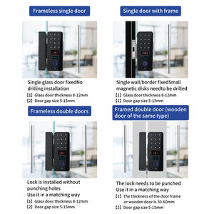 Умный замок для стеклянных офисных дверей (рамка/без рамки), открытие отпечатком пальца, кодом или картой - Product Image 5