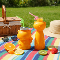 Bouteilles en PET de qualité alimentaire 350 ml 500 ml, mignonnes en forme de chat, avec bouchons à vis, pour jus, boissons, jus biologiques, boissons saines