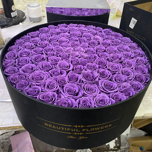 Venta caliente cilindro elegante caja de flores redondas arreglo de rosas preservadas para Navidad Día de la madre y regalo de San Valentín - Product Image 6