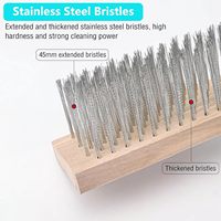 Brosse à récurer le béton - Balai à fil métallique pour béton avec manche de 62 pouces - Brosses de nettoyage pour terrasses et sols, pour éliminer le mousse