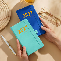 Agenda hebdomadaire 2027 A6 en PU avec élastique, carnet ligné pour la gestion du temps et l'organisation quotidienne, 80 g/m², en stock