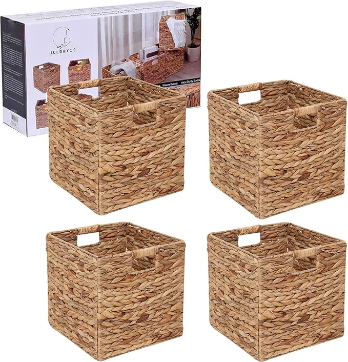 Temary Storage Baskets 12x12 Fabric Cube Storage Bins, 4 Pack Large Baskets With Handles, Baskets For Organizing Towels, Blankets, Collapsible Storage Basket (Black&Gray - View #9
