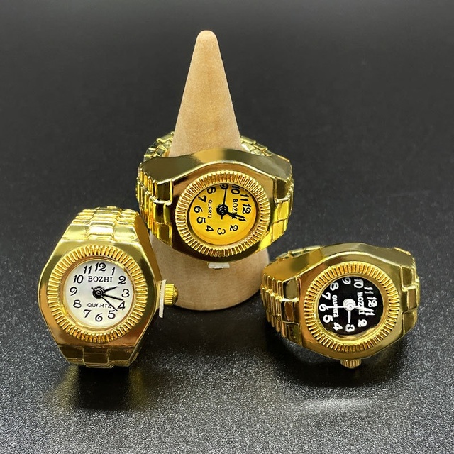 Wholesale New Arrival Hot Selling Stainless Steel Trendy Creative Simple Elastic Square Circular Gold Ring Watch for Couples