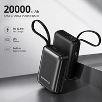Batterie externe haute capacité 20000 mAh pour téléphone, charge USB Type-C, avec écran LED et PD22.5W, directement de l'usine
