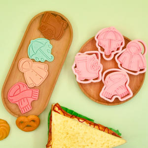 <span class=keywords><strong>Emporte</strong></span>-pièces en plastique série <span class=keywords><strong>automne</strong></span>, moule à biscuits 3D dessin animé, forme parapluie et imperméable, écologique, lot de 2 - Product Image 1