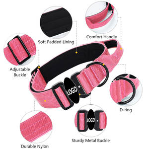 Colliers pour chiens avec poignée de circulation réglable, collier de dressage robuste pour berger allemand, laisse avec boucle en métal, collier tactique pour chien - Product Image 2