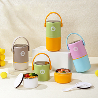 Boîte à lunch élégante en acier inoxydable à double paroi, étanche, avec couvercle et cuillère pliable pour les employés de bureau et les voyages