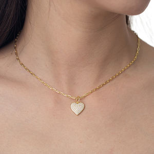 Conjunto de Joyería para Mujer con Colgante de Moneda Giratoria con Corazón y Circonitas, Chapado en Oro de 14k y Plata de Ley 925 - Product Image 2