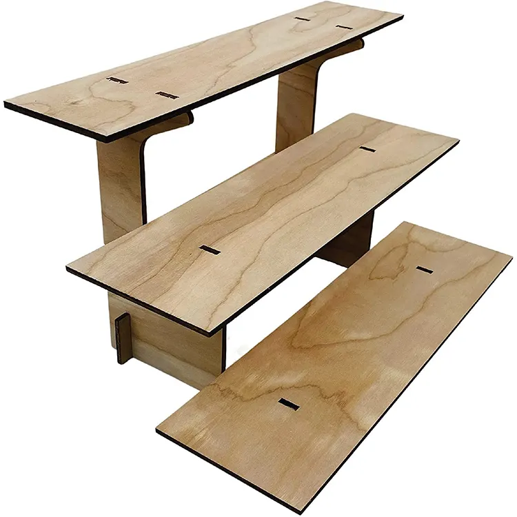 Scaffale del banco di mostra del tavolo al minuto diritto a 3 livelli del piano di vendita al dettaglio di legno