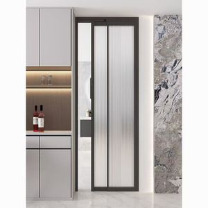 Puerta Interior de Diseño Moderno, Puerta Corredera Abatible de Aluminio y Vidrio para Cocina y Baño, Puerta Doble Extrema - Product Image 1