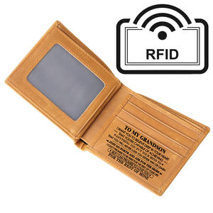 15482-5 Crazy Horse Leather Men's Wallet Clip Piel de vaca genuina RFID Vintage Multi-Card Slots Short Loose-Leaf Grabado láser - Product Image 1