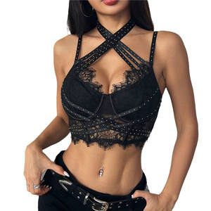 Sexy in <span class=keywords><strong>pizzo</strong></span> 2 pezzi set completo da donna con stampa Top corto traforato + abito corto in pelle - Product Image 4