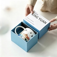 Boîte cadeau en carton écologique rigide personnalisée avec base pour couvercle de tasse, emballage en papier, éponge, logo personnalisé imprimé, surface mate lisse