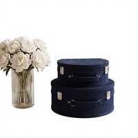 Caja de Almacenamiento de Ropa Portátil Semicircular de Tela Azul Denim, Gran Capacidad, Decorativa
