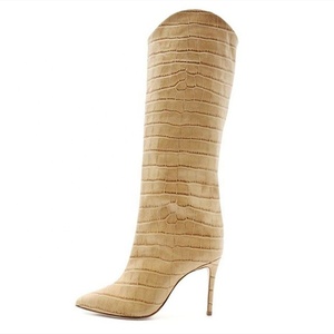 Animal Print Sexy 2021 Autumn Winter Short <b>Knee</b> Boots on Pointy Toe <b>High</b> Heel Boots Fashion - Product Image 5
