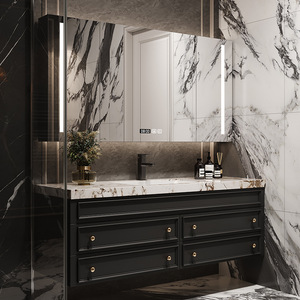 Wettbewerbsfähiger Preis moderner Stil Badezimmerschrank Waschtisch mit einzelner Schüssel Becken feste Oberfläche Badezimmer Handwaschbecken