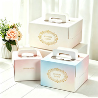 Boîte d'emballage pour gâteau personnalisée avec poignée, boîte cadeau en papier avec fenêtre transparente pour gâteau, dessert, fournitures pour fête d'anniversaire