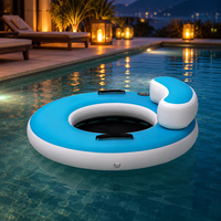 Hamac aquatique gonflable Flamingo pour parc aquatique, en PVC Drop Stitch avec maille, pour lac et océan, détente, 112x112x15 cm, bleu, 400 Lbs. 12