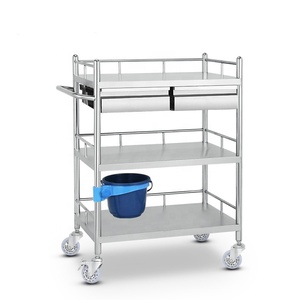 Chariot de traitement médical de conception moderne de chariot de secours d'hôpital d'acier inoxydable avec des caractéristiques multiples de roues abordables - Product Image 4