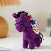 Porte-clés poney en crochet Nouvel An 2026, porte-clés cheval porte-bonheur pour l'Année du Cheval, pendentif porte-sac porte-bonheur