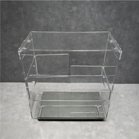 Chariot de bar en acrylique avec 4 roues verrouillables, chariot de service transparent, porte-vin, porte-verres, chariot à boissons roulant pour hôtel et cuisine