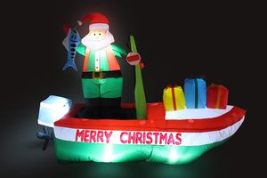 Santa Claus Inflable <span class=keywords><strong>de</strong></span> 8 Pies en Bote <span class=keywords><strong>de</strong></span> Pesca con Cajas <span class=keywords><strong>de</strong></span> Regalo Coloridas, Santa Inflable con Luces Integradas para Decoración Exterior - Product Image 5