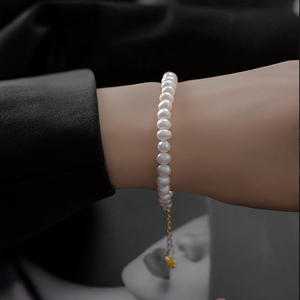 Trang Sức Bạc 925 Bán Sỉ Vòng Tay Ngọc Trai Nước Ngọt Màu Trắng Đính Cườm Điều Chỉnh Được Chow Tai Fook Cho Nữ - Product Image 6