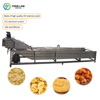 Complete automatische aardappelwas-, schil-, snij- en frituurlijn voor de verwerking van aardappelchips en -friet