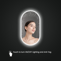 Décoration de toilette moderne anti-buée avec rétroéclairage, autocollant mural sans cadre pour hôtel, miroir de bain LED ovale, cadre en aluminium pour salle de bain